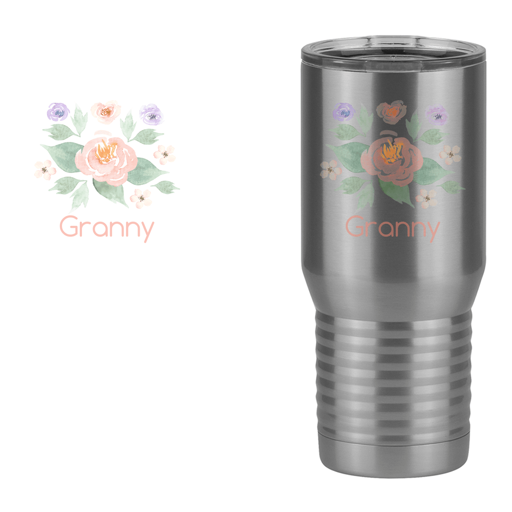 Personalized Flowers Tall Travel Tumbler (20 oz) - Granny - Design View