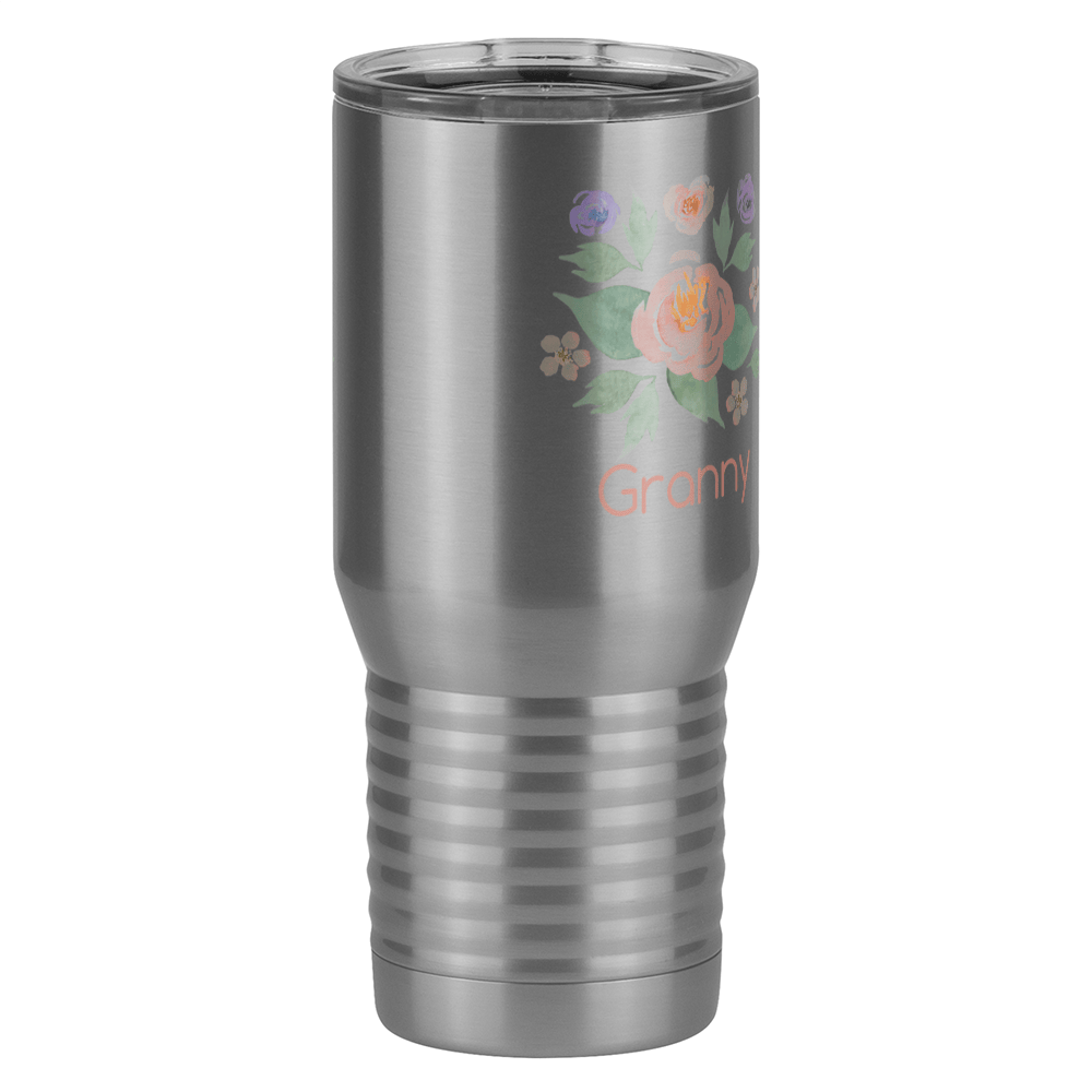 Personalized Flowers Tall Travel Tumbler (20 oz) - Granny - Front Right View