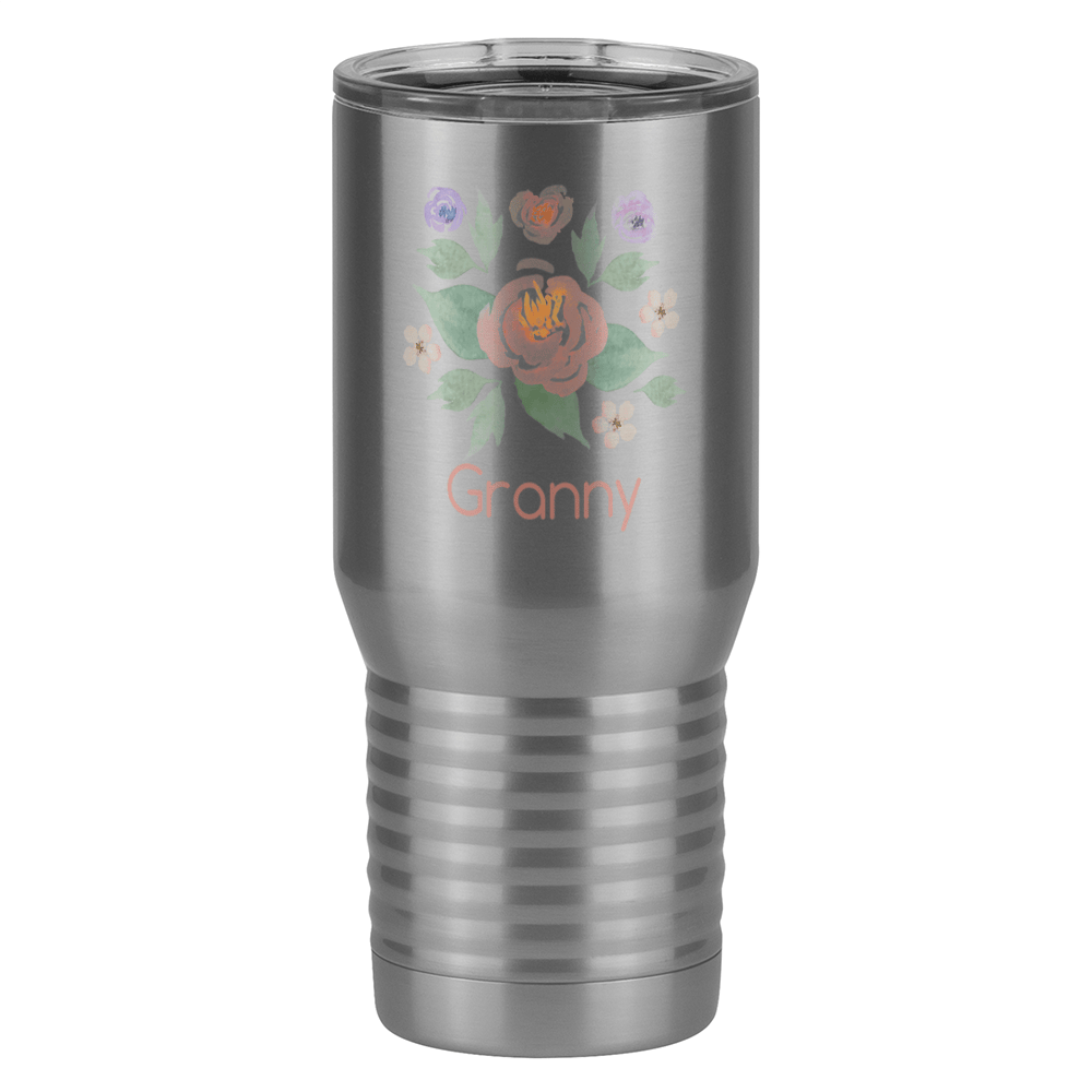 Personalized Flowers Tall Travel Tumbler (20 oz) - Granny - Left View