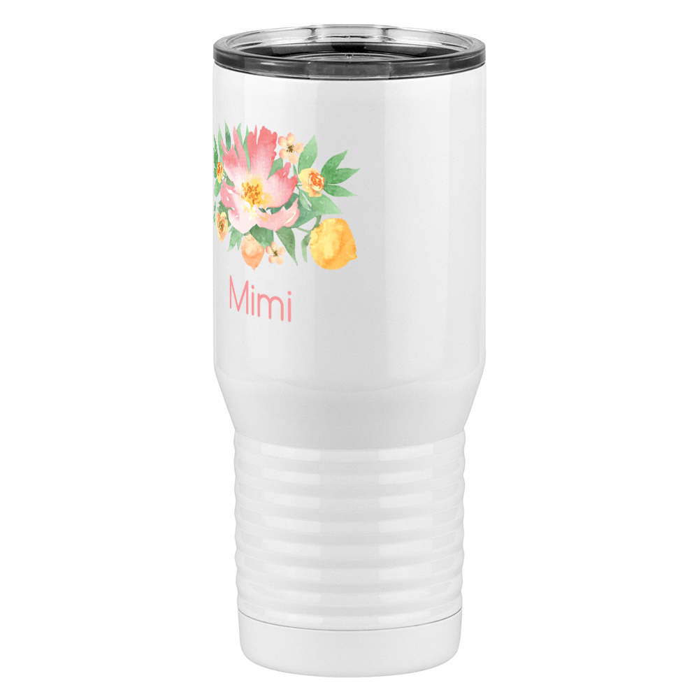 Personalized Flowers Tall Travel Tumbler (20 oz) - Mimi - Front Left View