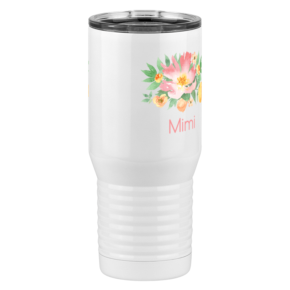 Personalized Flowers Tall Travel Tumbler (20 oz) - Mimi - Front Right View