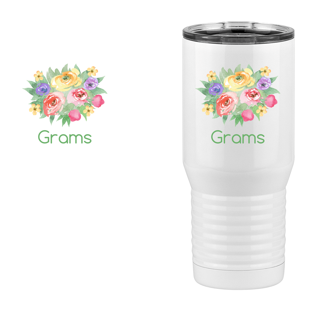 Personalized Flowers Tall Travel Tumbler (20 oz) - Grams - Design View