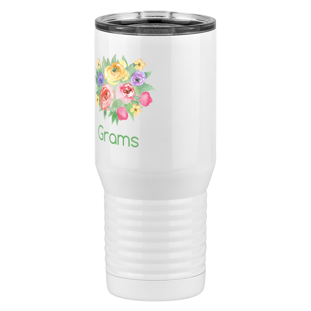 Personalized Flowers Tall Travel Tumbler (20 oz) - Grams - Front Left View