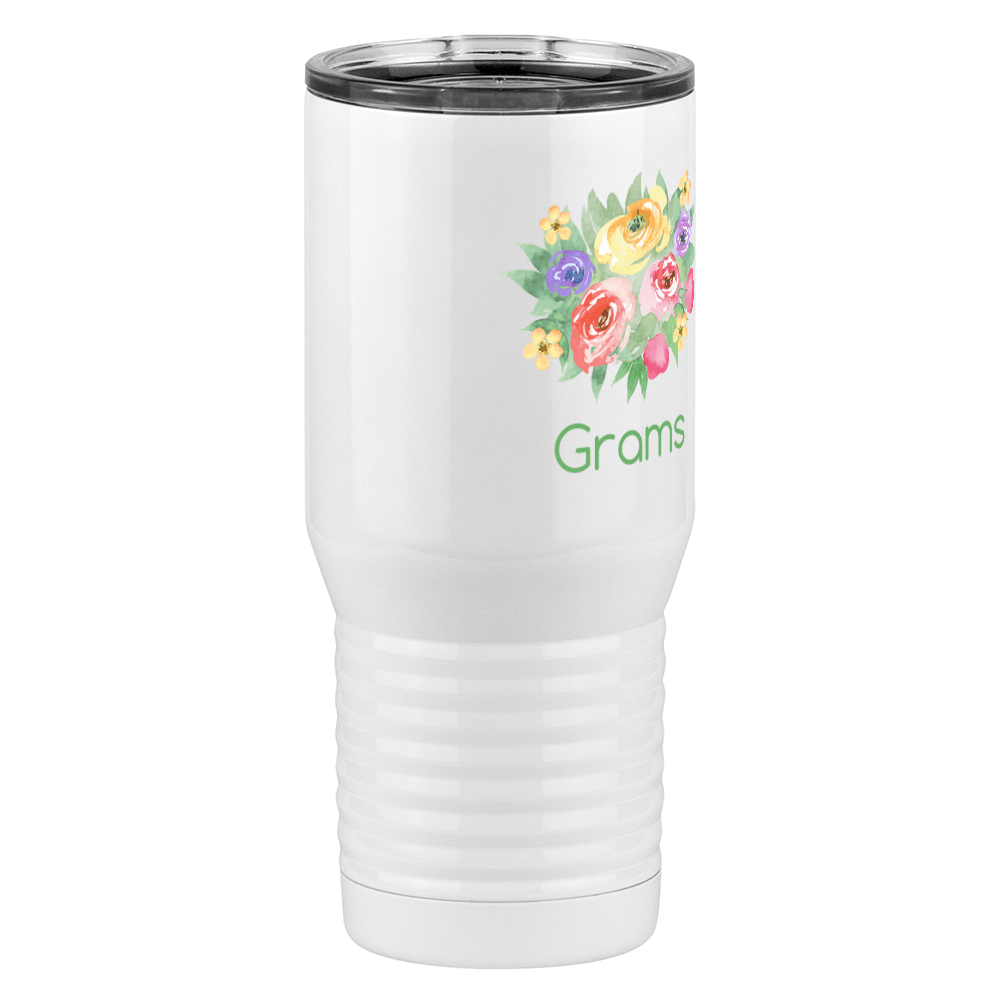 Personalized Flowers Tall Travel Tumbler (20 oz) - Grams - Front Right View