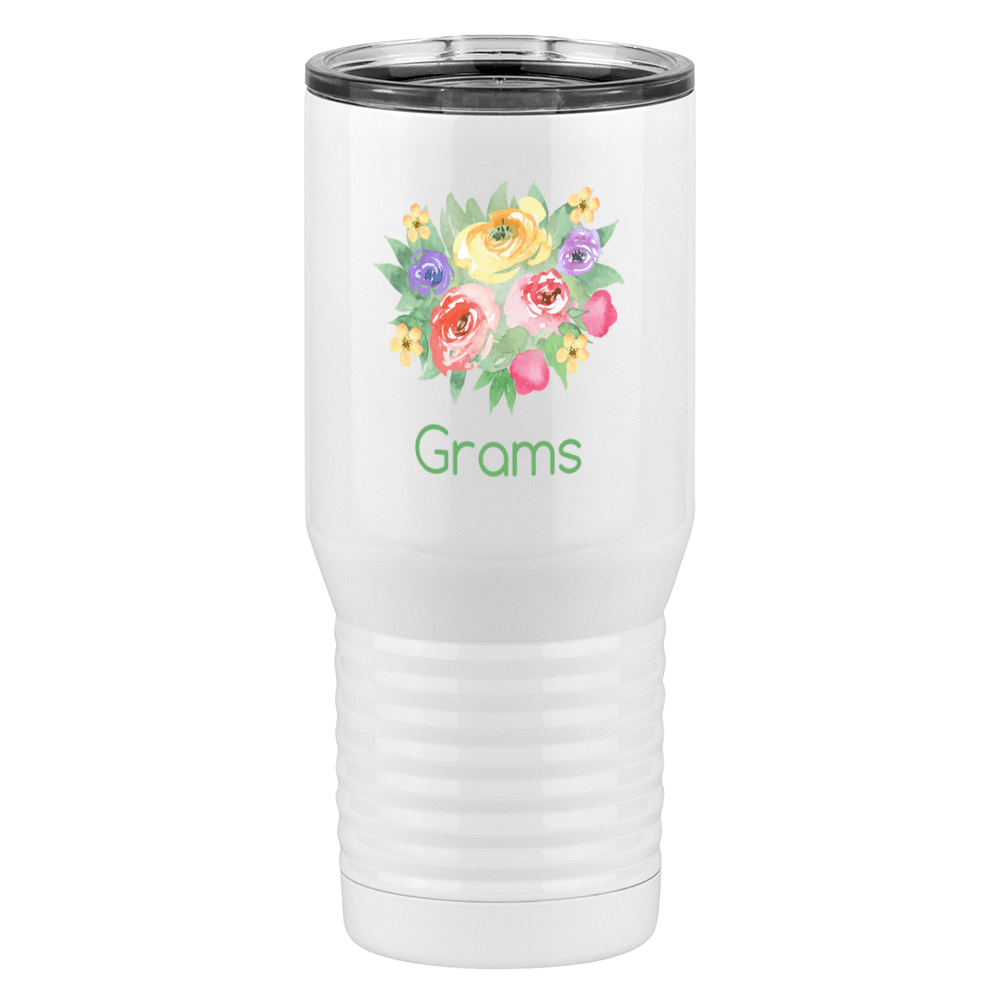 Personalized Flowers Tall Travel Tumbler (20 oz) - Grams - Left View