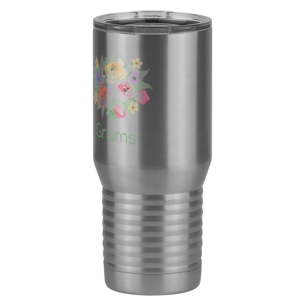 Personalized Flowers Tall Travel Tumbler (20 oz) - Grams - Front Left View