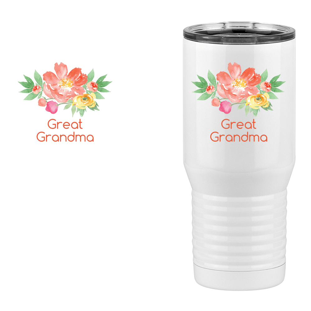 Personalized Flowers Tall Travel Tumbler (20 oz) - Great Grandma - Design View