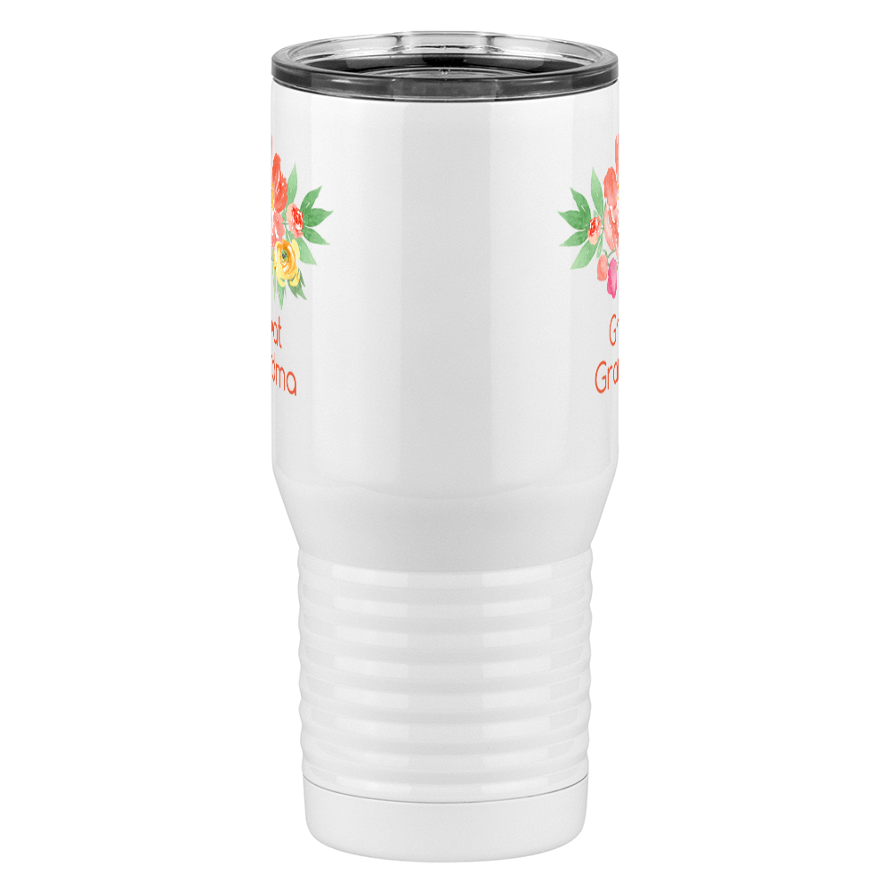 Personalized Flowers Tall Travel Tumbler (20 oz) - Great Grandma - Front View
