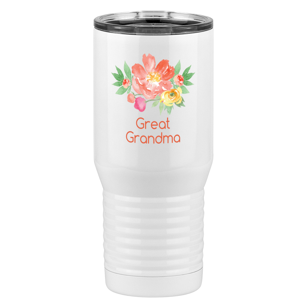 Personalized Flowers Tall Travel Tumbler (20 oz) - Great Grandma - Left View