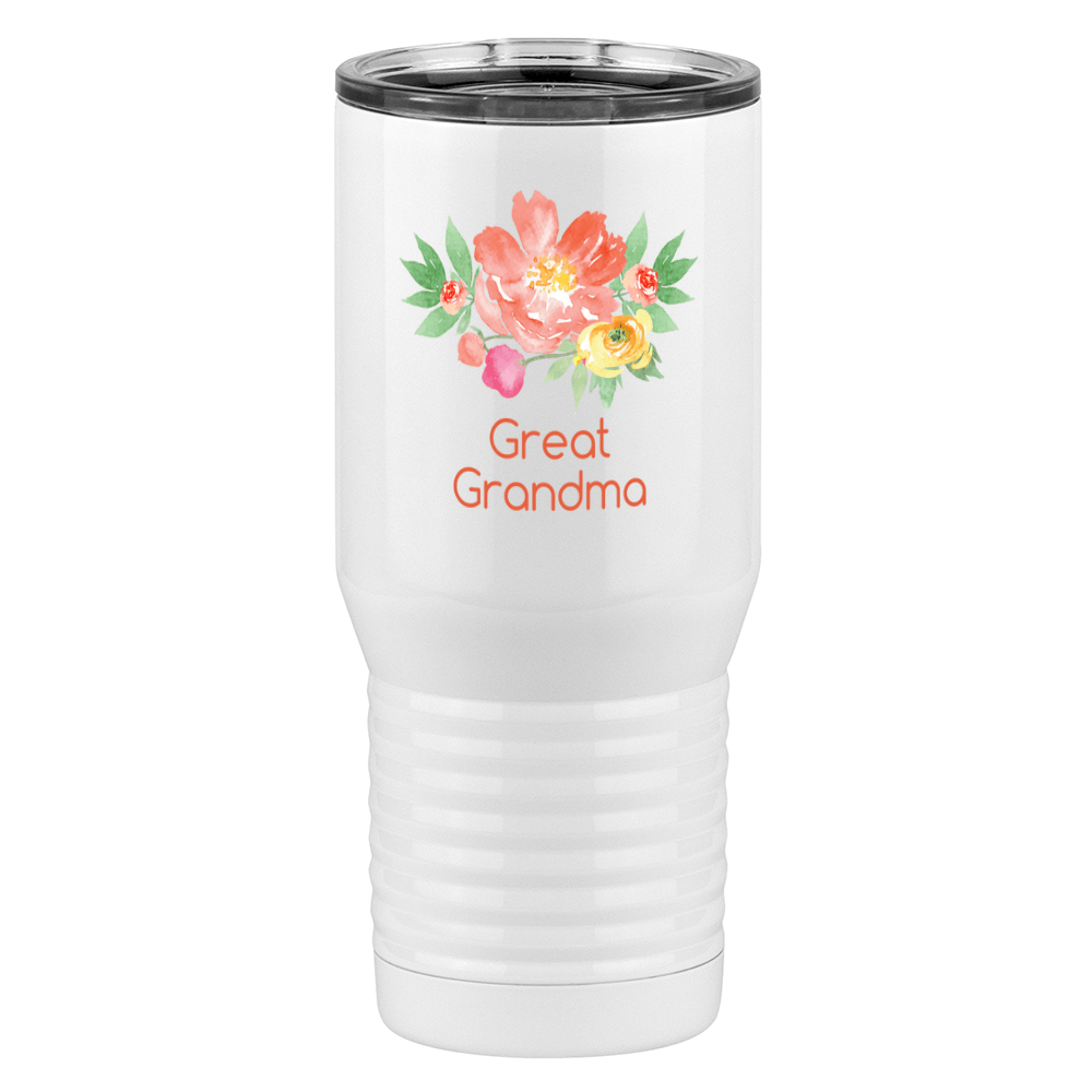 Personalized Flowers Tall Travel Tumbler (20 oz) - Great Grandma - Right View