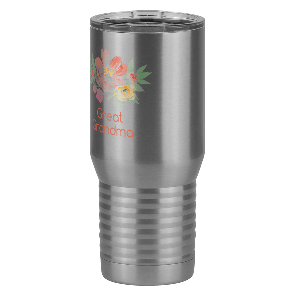 Personalized Flowers Tall Travel Tumbler (20 oz) - Great Grandma - Front Left View