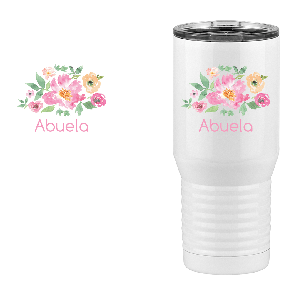 Personalized Flowers Tall Travel Tumbler (20 oz) - Abuela - Design View