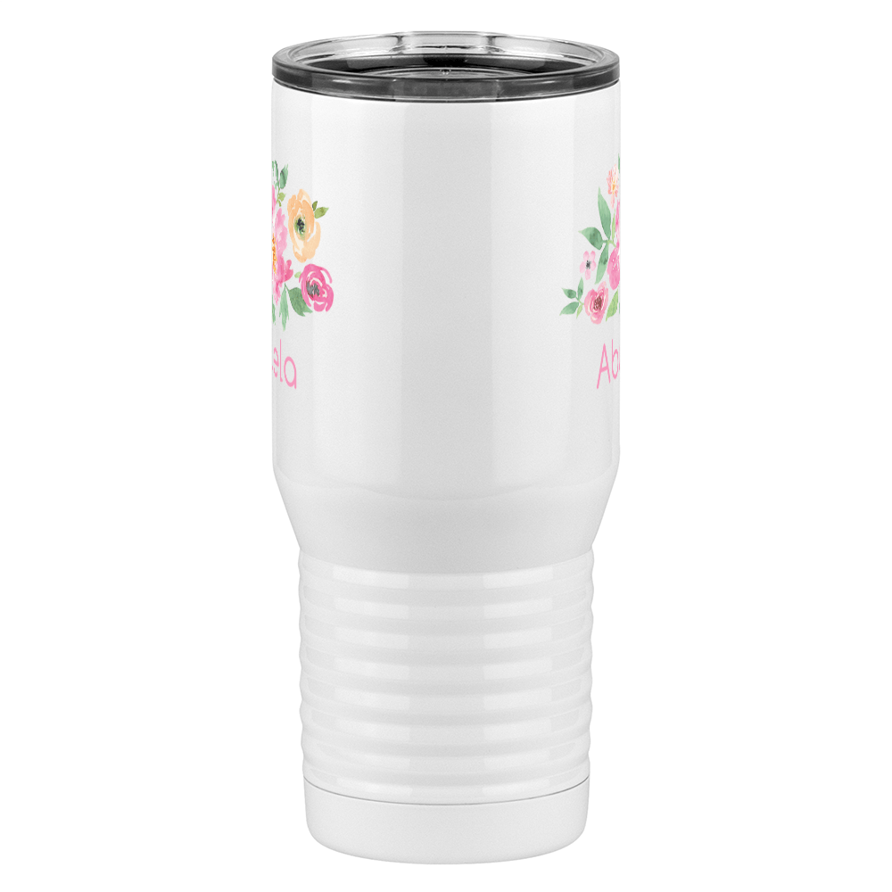 Personalized Flowers Tall Travel Tumbler (20 oz) - Abuela - Front View
