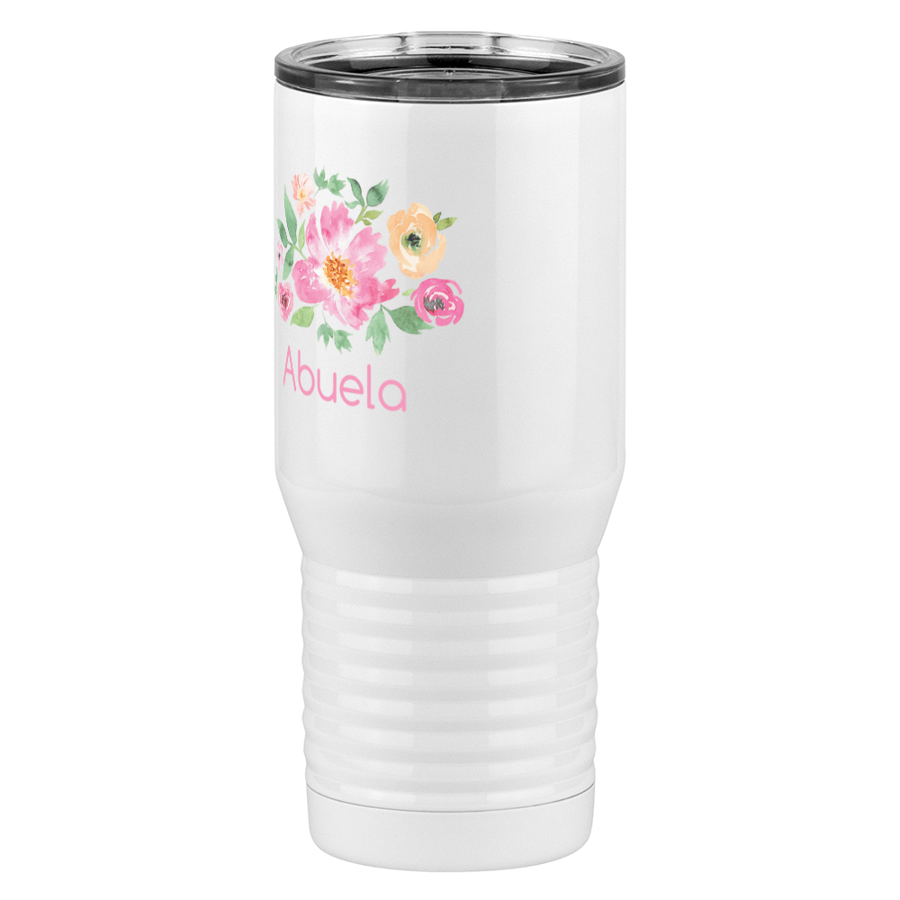 Personalized Flowers Tall Travel Tumbler (20 oz) - Abuela - Front Left View