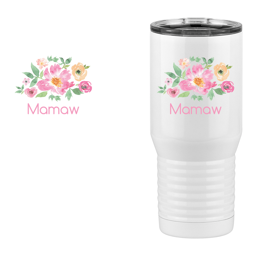 Personalized Flowers Tall Travel Tumbler (20 oz) - Mamaw - Design View