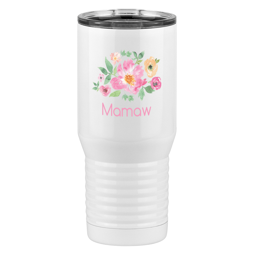 Personalized Flowers Tall Travel Tumbler (20 oz) - Mamaw - Left View