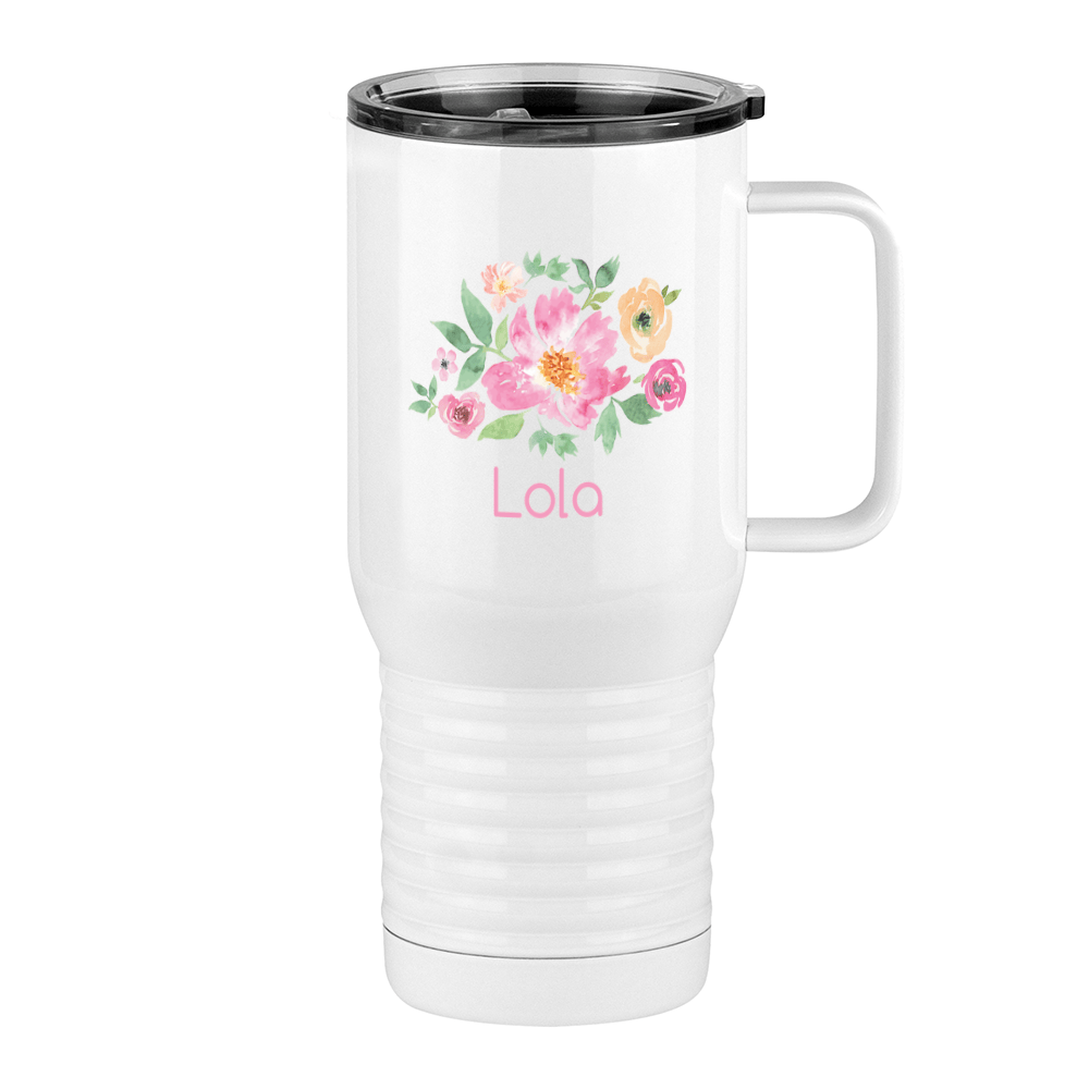 Personalized Flowers Travel Coffee Mug Tumbler with Handle (20 oz) - Lola - Right View