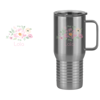 Thumbnail for Personalized Flowers Travel Coffee Mug Tumbler with Handle (20 oz) - Lola - Design View