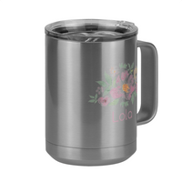 Thumbnail for Personalized Flowers Coffee Mug Tumbler with Handle (15 oz) - Lola - Front Right View