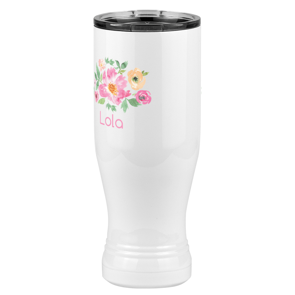 Personalized Flowers Pilsner Tumbler (20 oz) - Lola - Front Left View