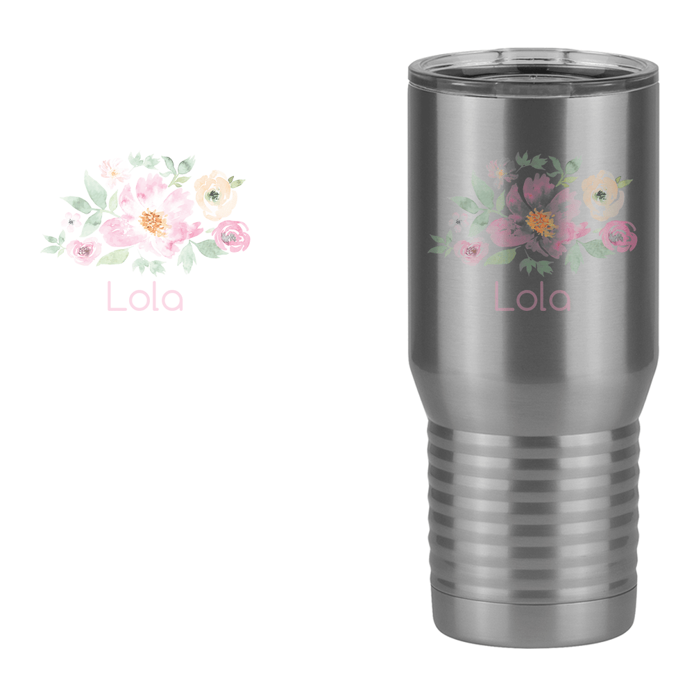 Personalized Flowers Tall Travel Tumbler (20 oz) - Lola - Design View