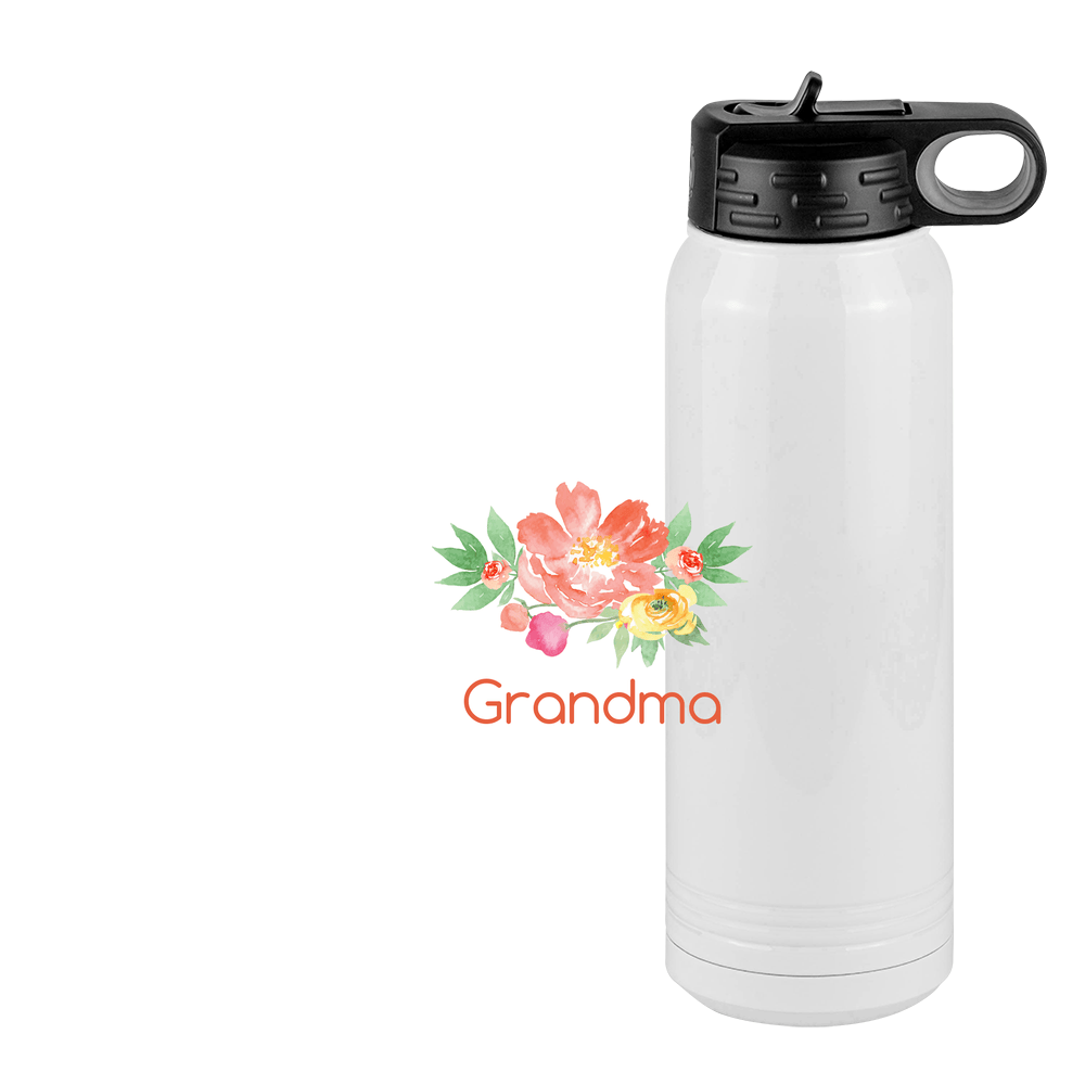 Personalized Flowers Water Bottle (30 oz) - Grandma - Design View