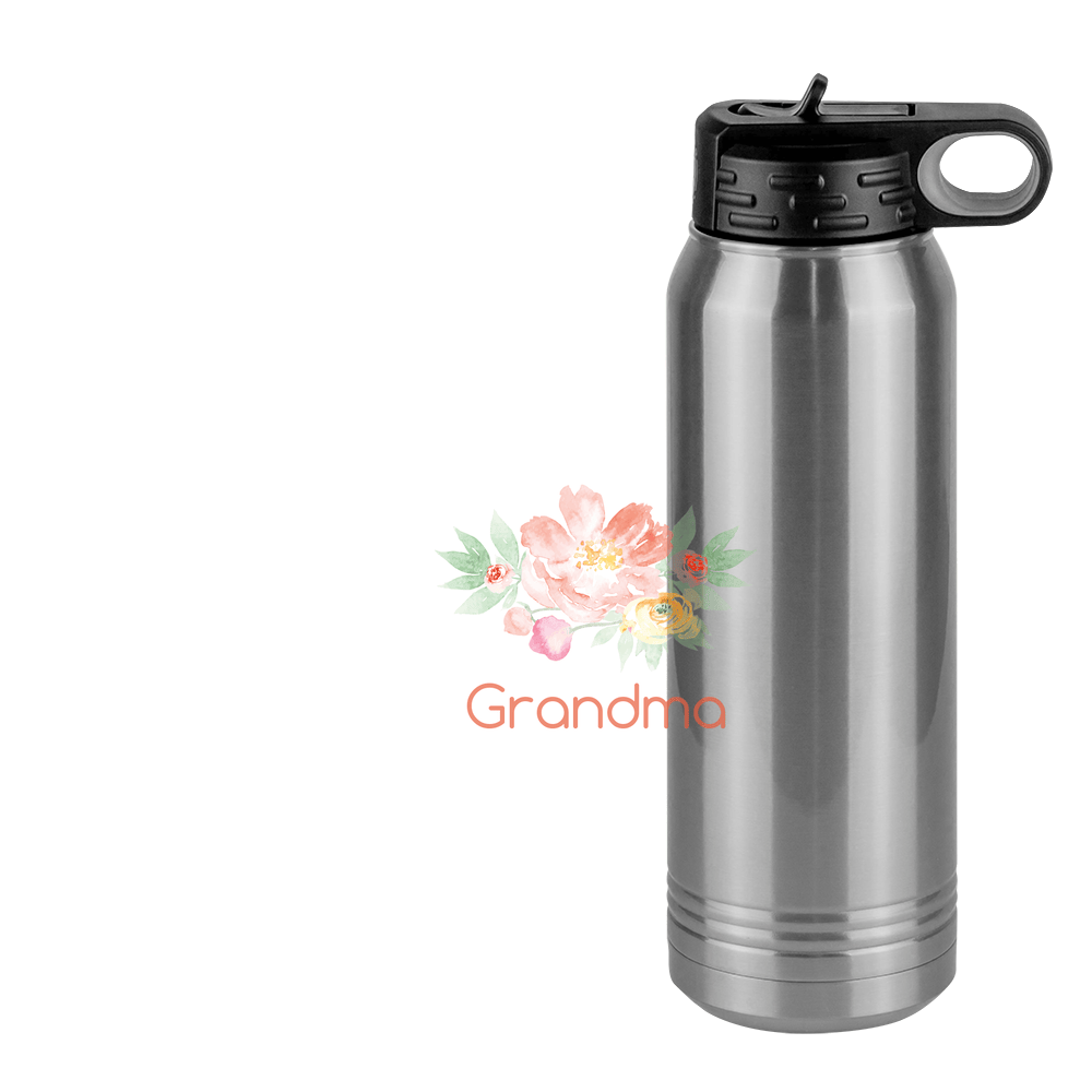 Personalized Flowers Water Bottle (30 oz) - Grandma - Design View