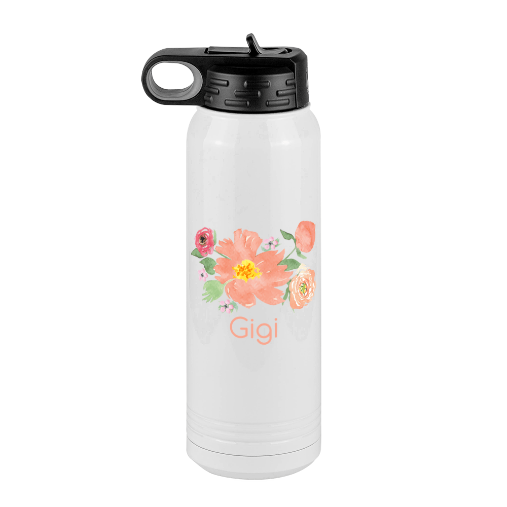 Personalized Flowers Water Bottle (30 oz) - Gigi - Front View