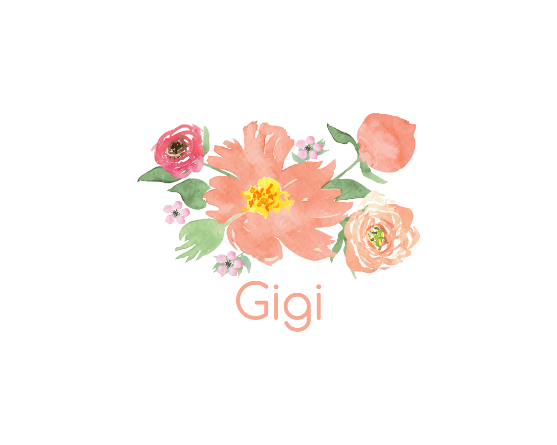 Personalized Flowers Water Bottle (30 oz) - Gigi - Graphic View