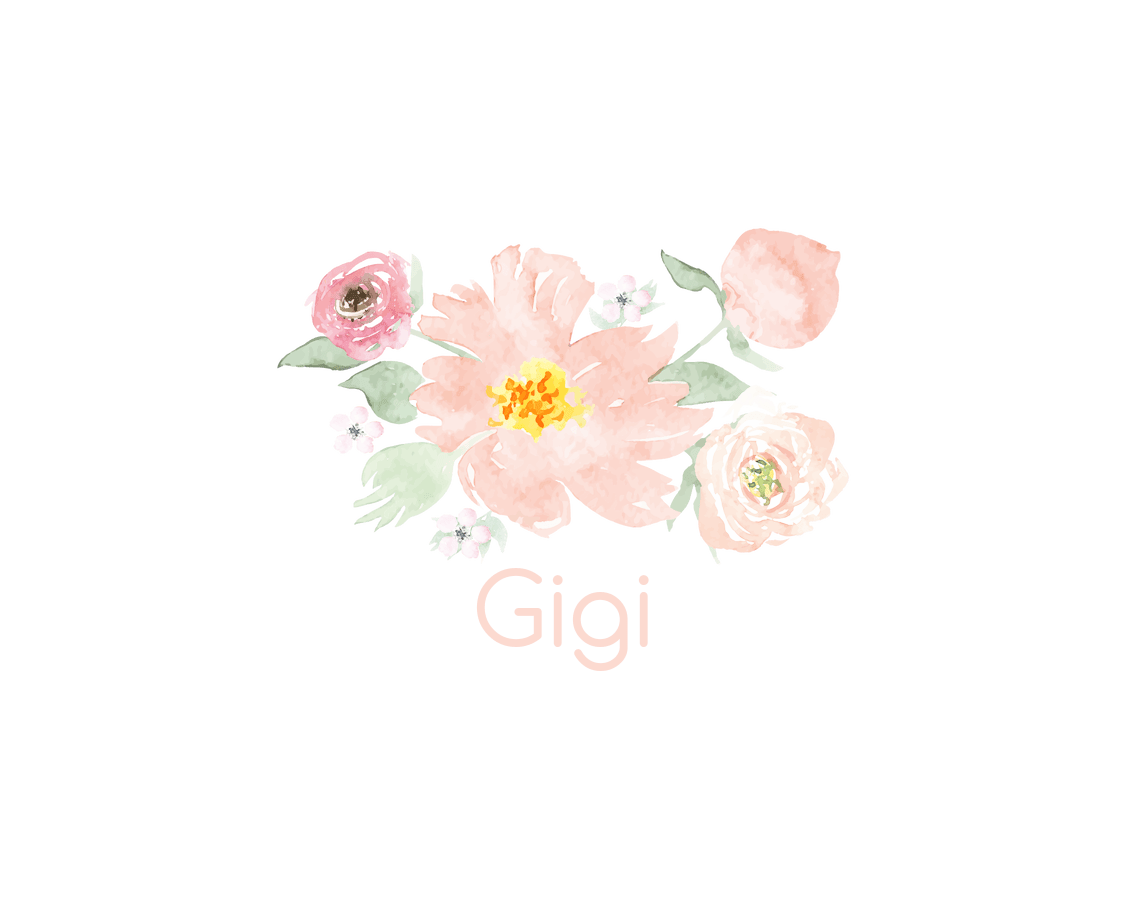 Personalized Flowers Water Bottle (30 oz) - Gigi - Graphic View