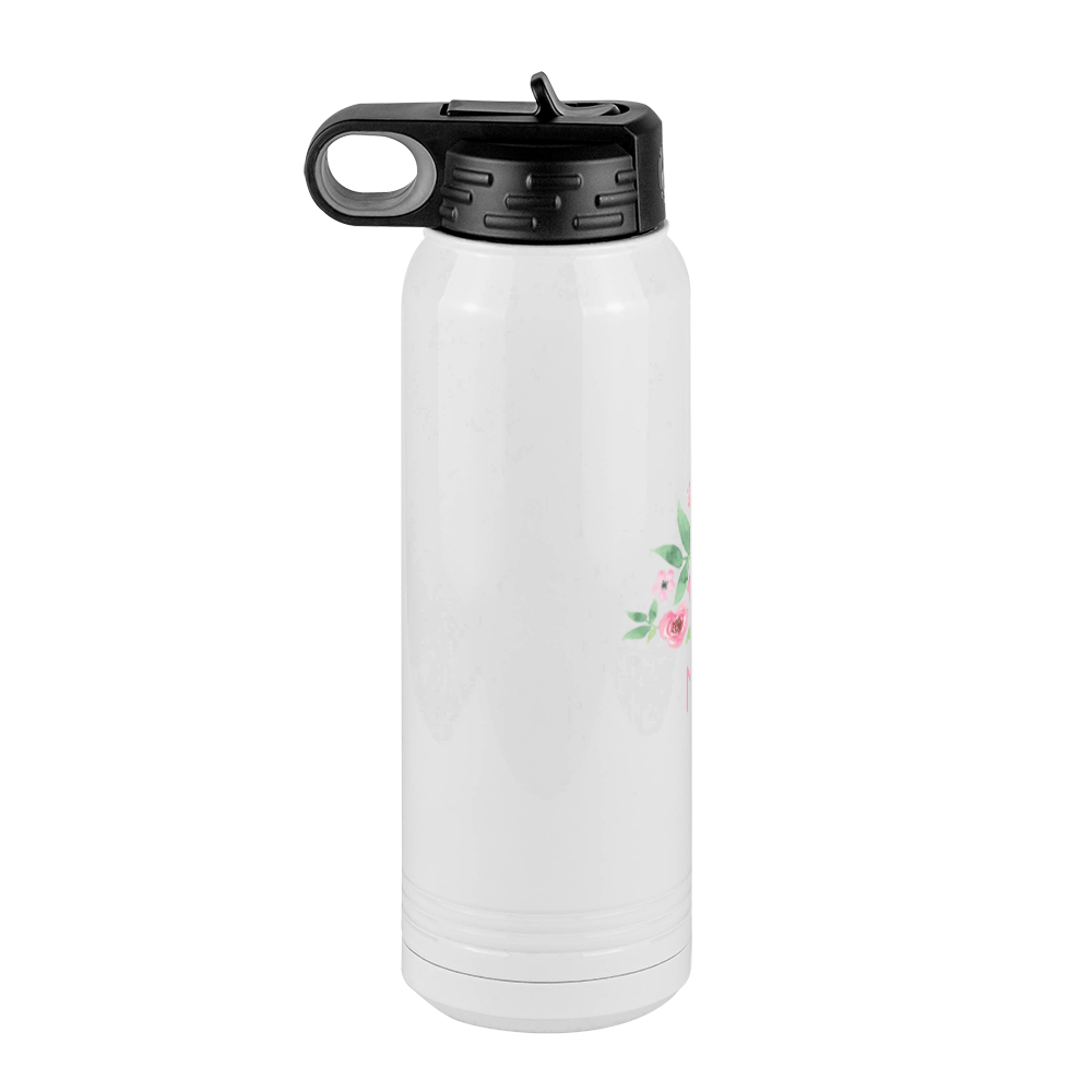 Personalized Flowers Water Bottle (30 oz) - Nana - Left View