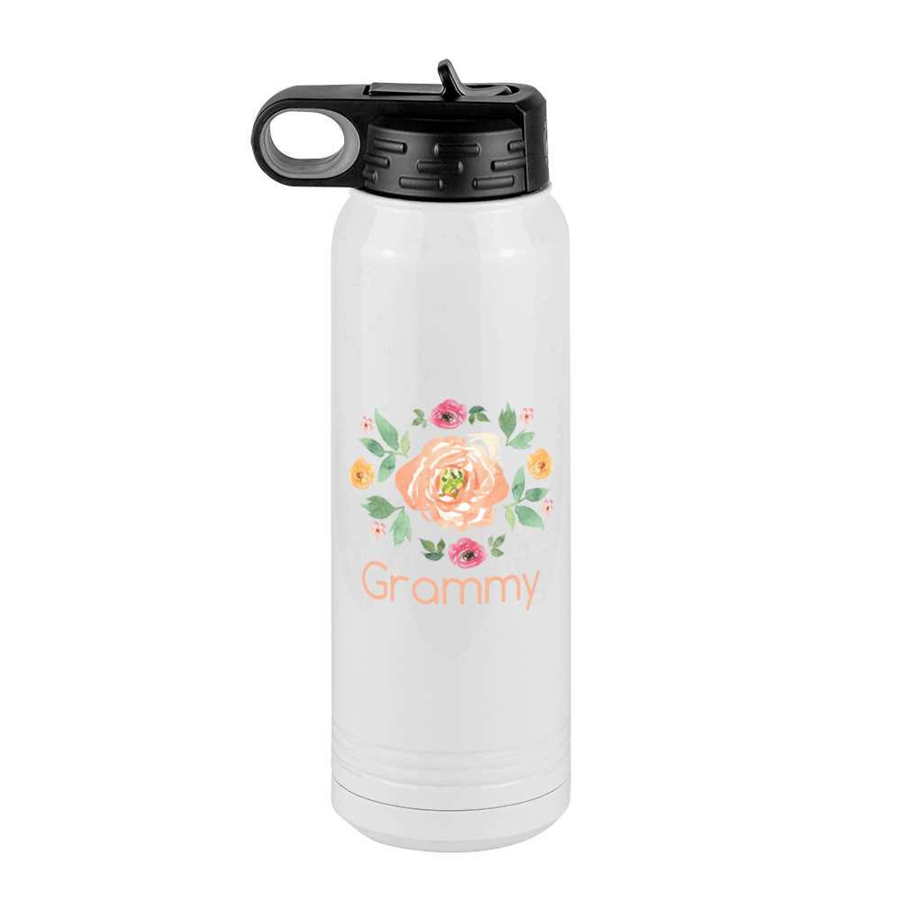 Personalized Flowers Water Bottle (30 oz) - Grammy - Front View