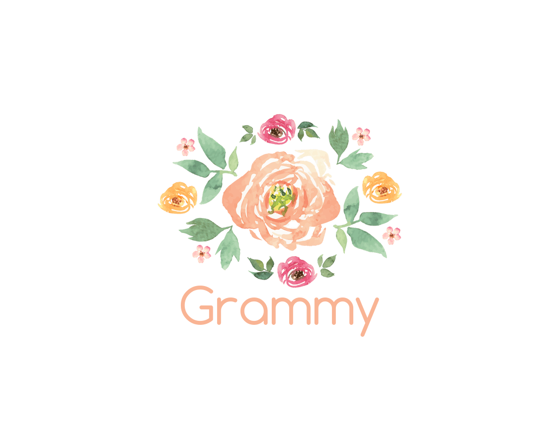 Personalized Flowers Water Bottle (30 oz) - Grammy - Graphic View