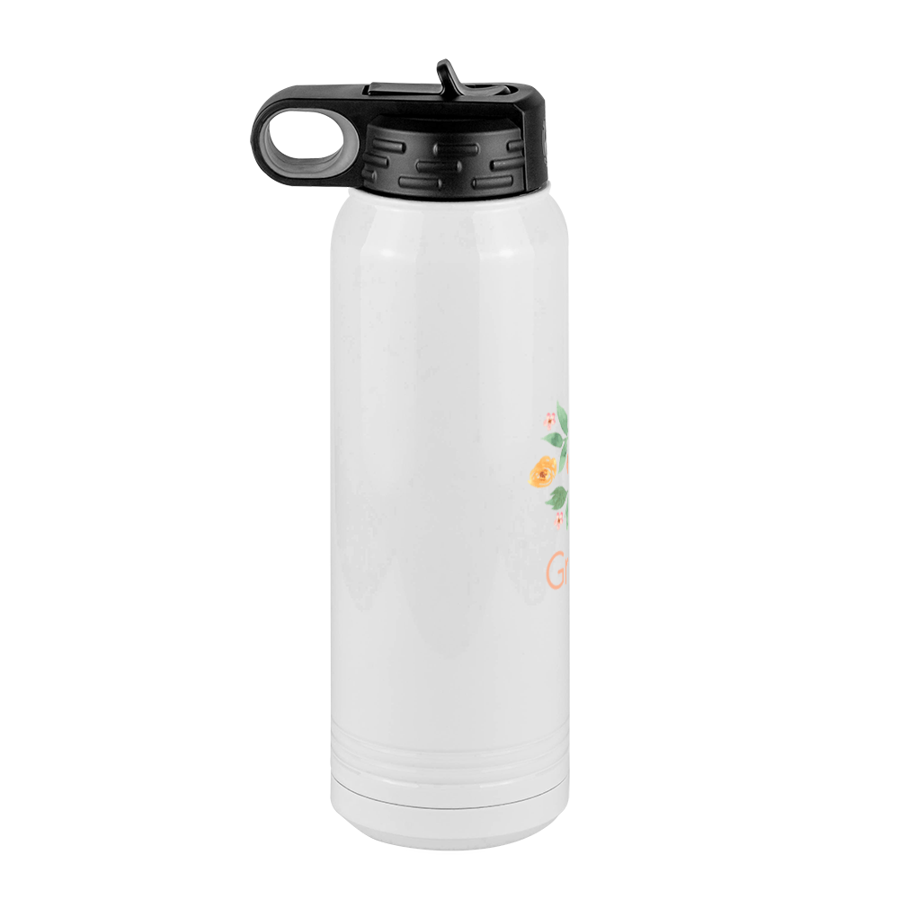 Personalized Flowers Water Bottle (30 oz) - Grammy - Left View