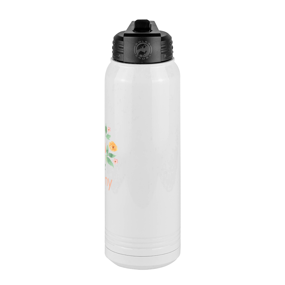 Personalized Flowers Water Bottle (30 oz) - Grammy - Right View