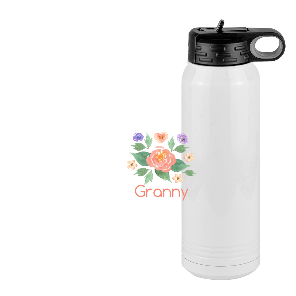 Personalized Flowers Water Bottle (30 oz) - Granny - Design View