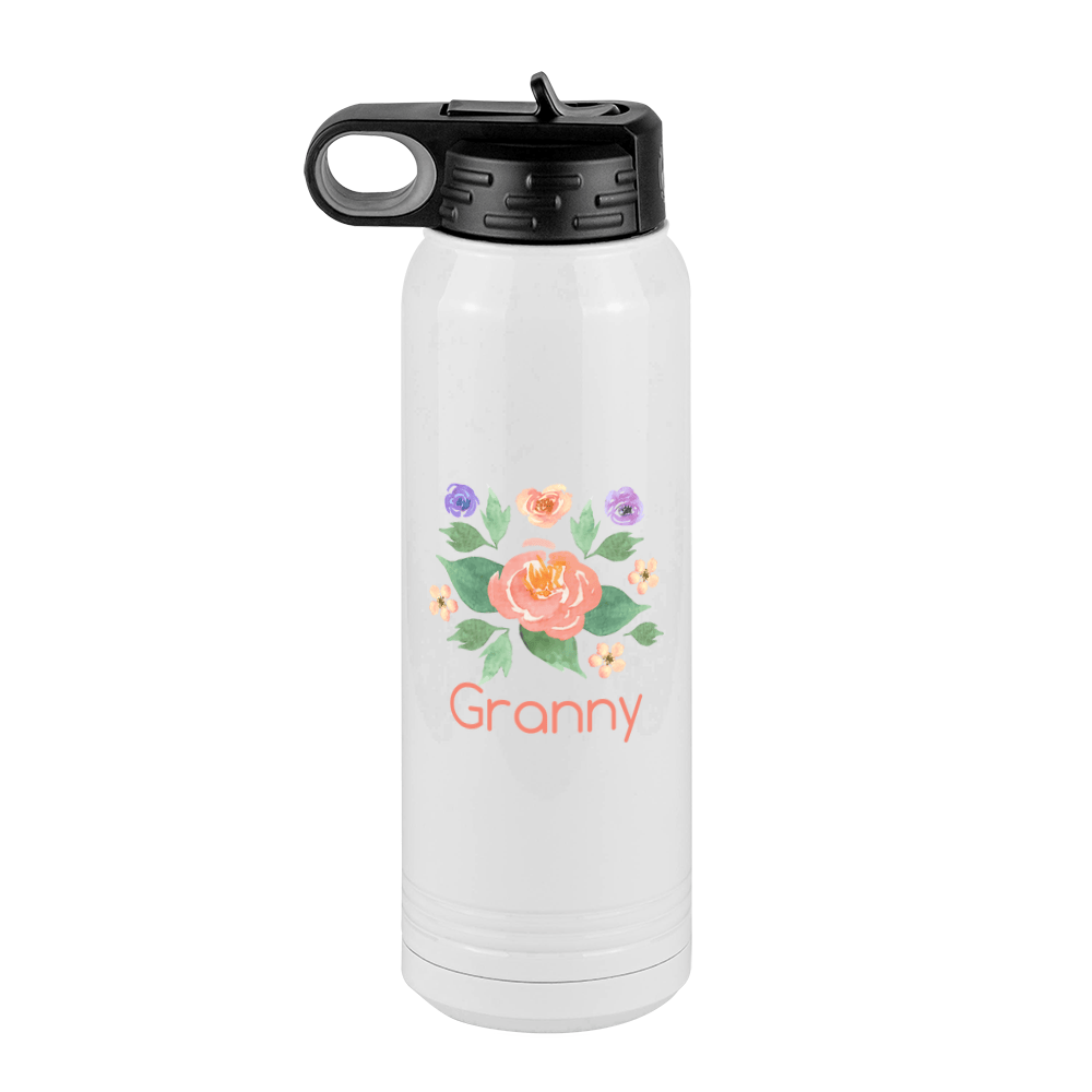 Personalized Flowers Water Bottle (30 oz) - Granny - Front View