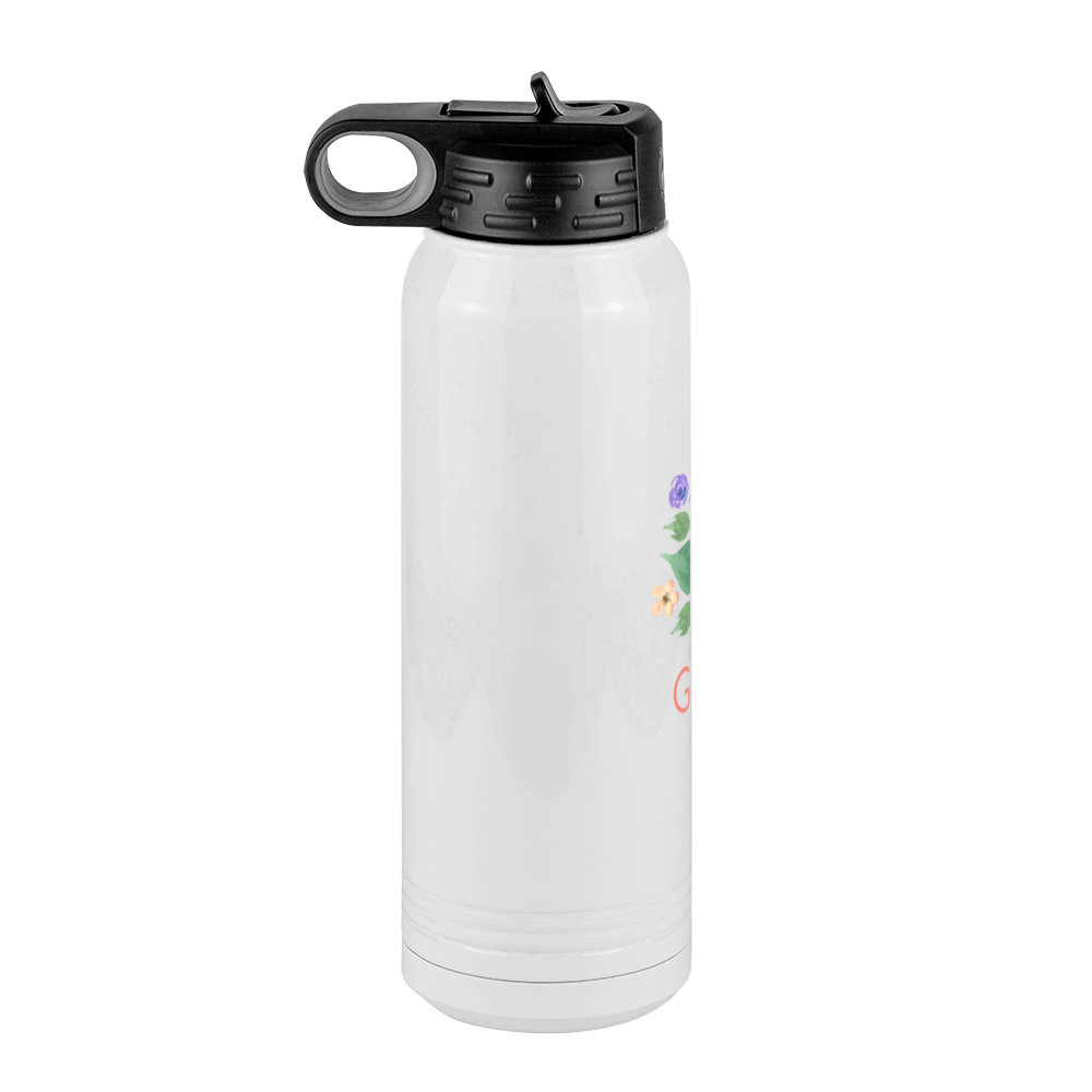 Personalized Flowers Water Bottle (30 oz) - Granny - Left View