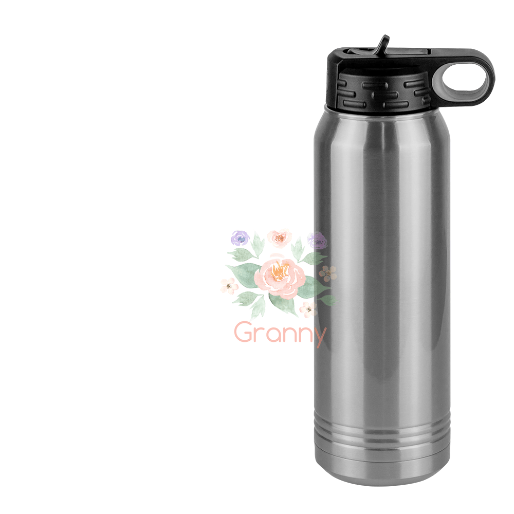 Personalized Flowers Water Bottle (30 oz) - Granny - Design View
