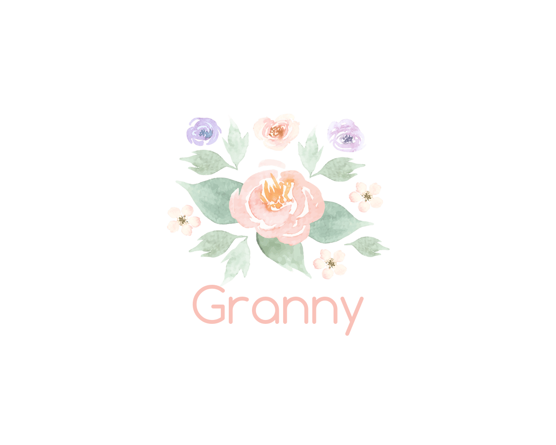 Personalized Flowers Water Bottle (30 oz) - Granny - Graphic View