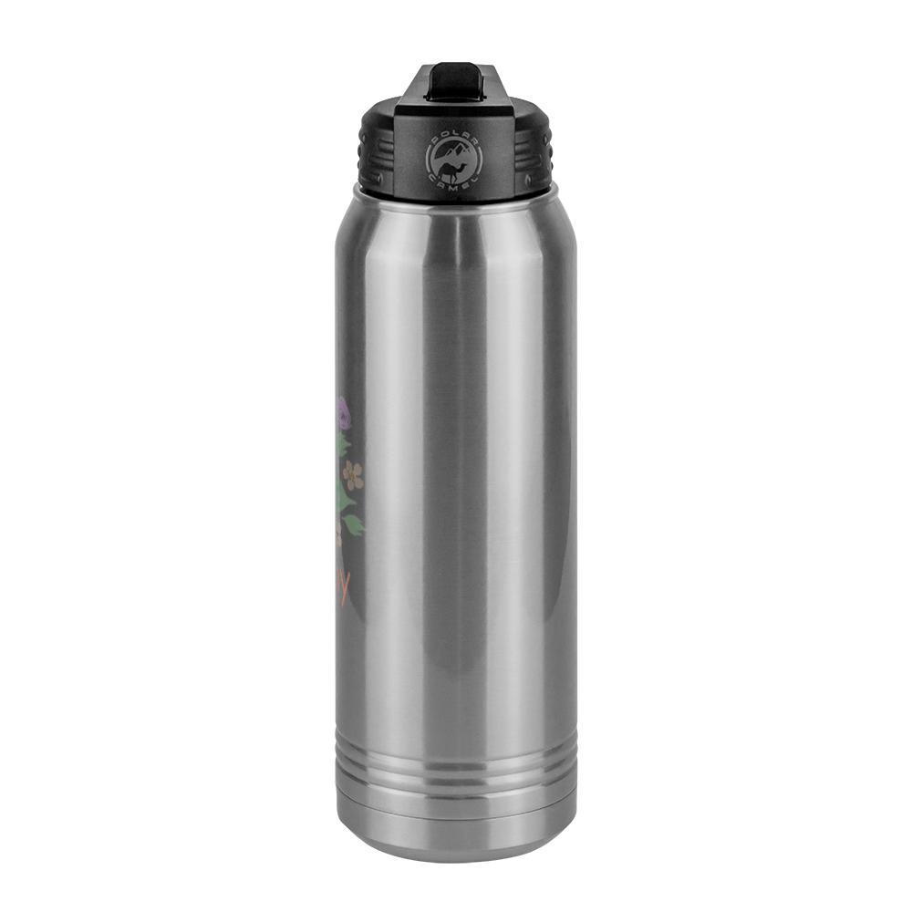 Personalized Flowers Water Bottle (30 oz) - Granny - Right View