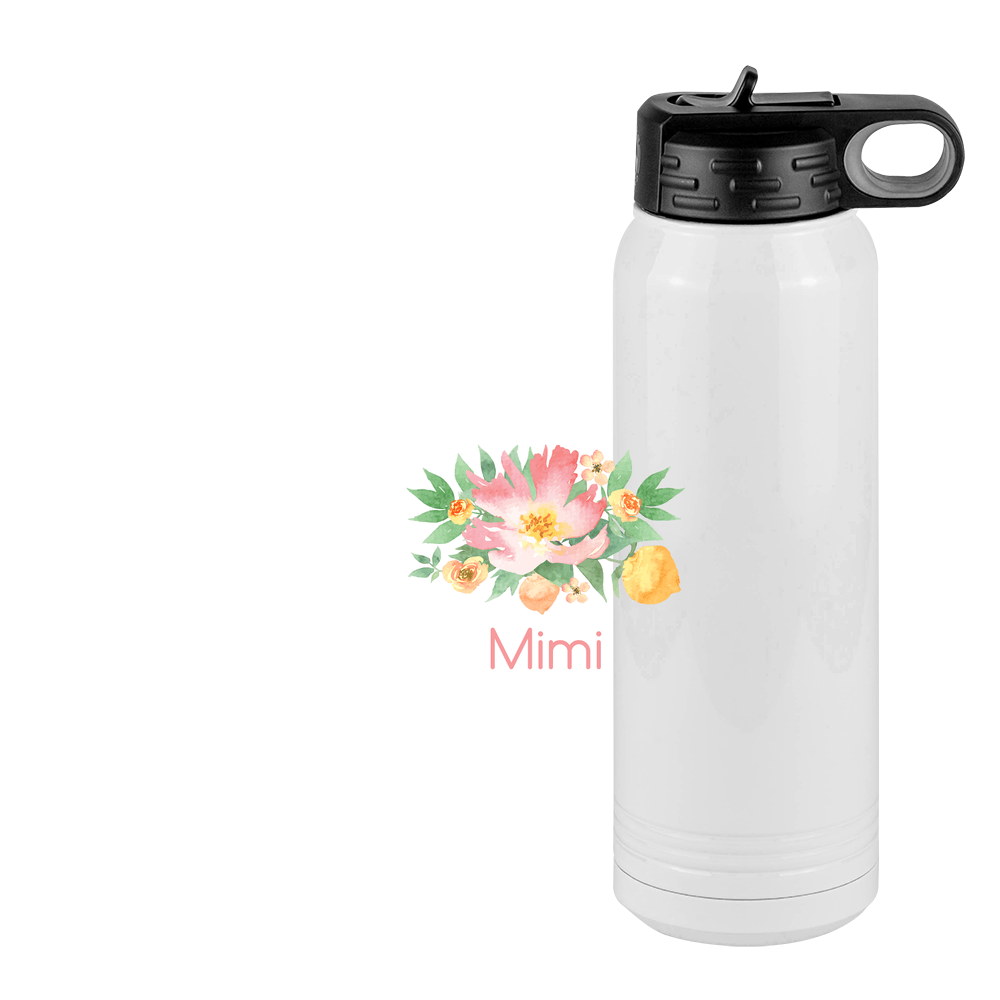 Personalized Flowers Water Bottle (30 oz) - Mimi - Design View
