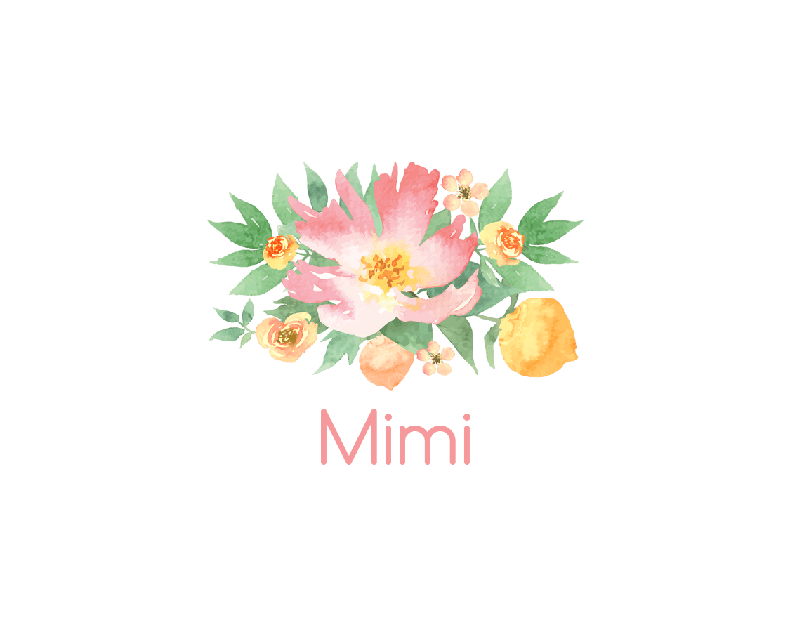 Personalized Flowers Water Bottle (30 oz) - Mimi - Graphic View