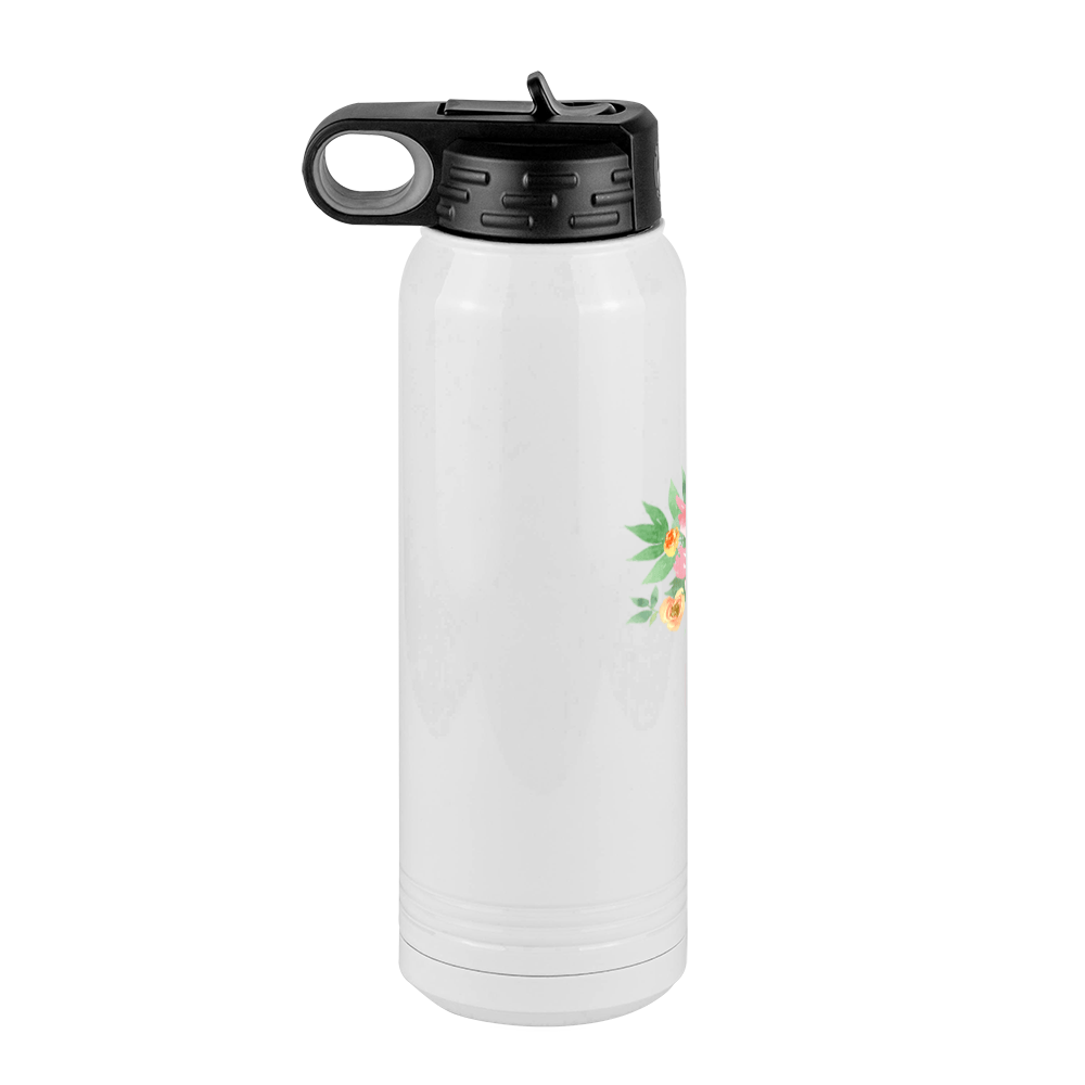 Personalized Flowers Water Bottle (30 oz) - Mimi - Left View