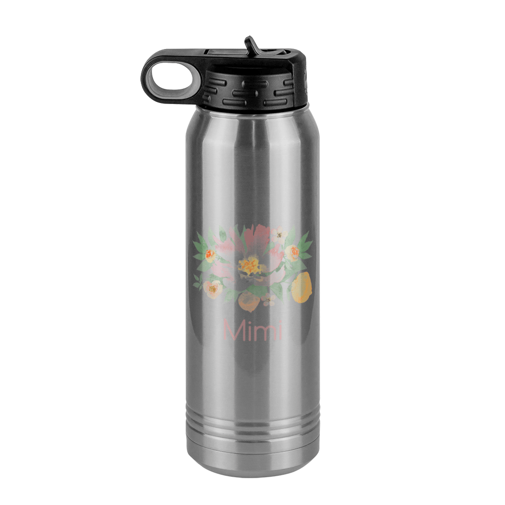 Personalized Flowers Water Bottle (30 oz) - Mimi - Front View