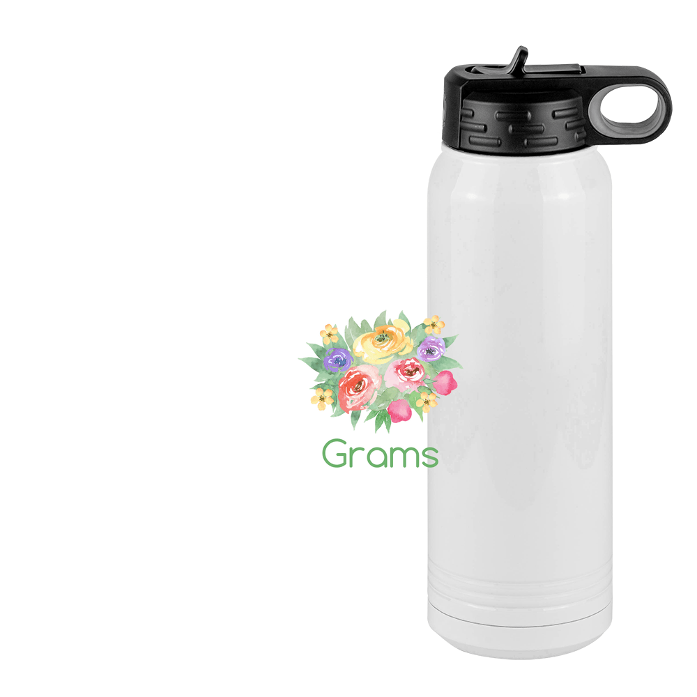 Personalized Flowers Water Bottle (30 oz) - Grams - Design View