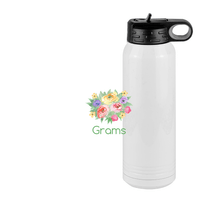 Thumbnail for Personalized Flowers Water Bottle (30 oz) - Grams - Design View