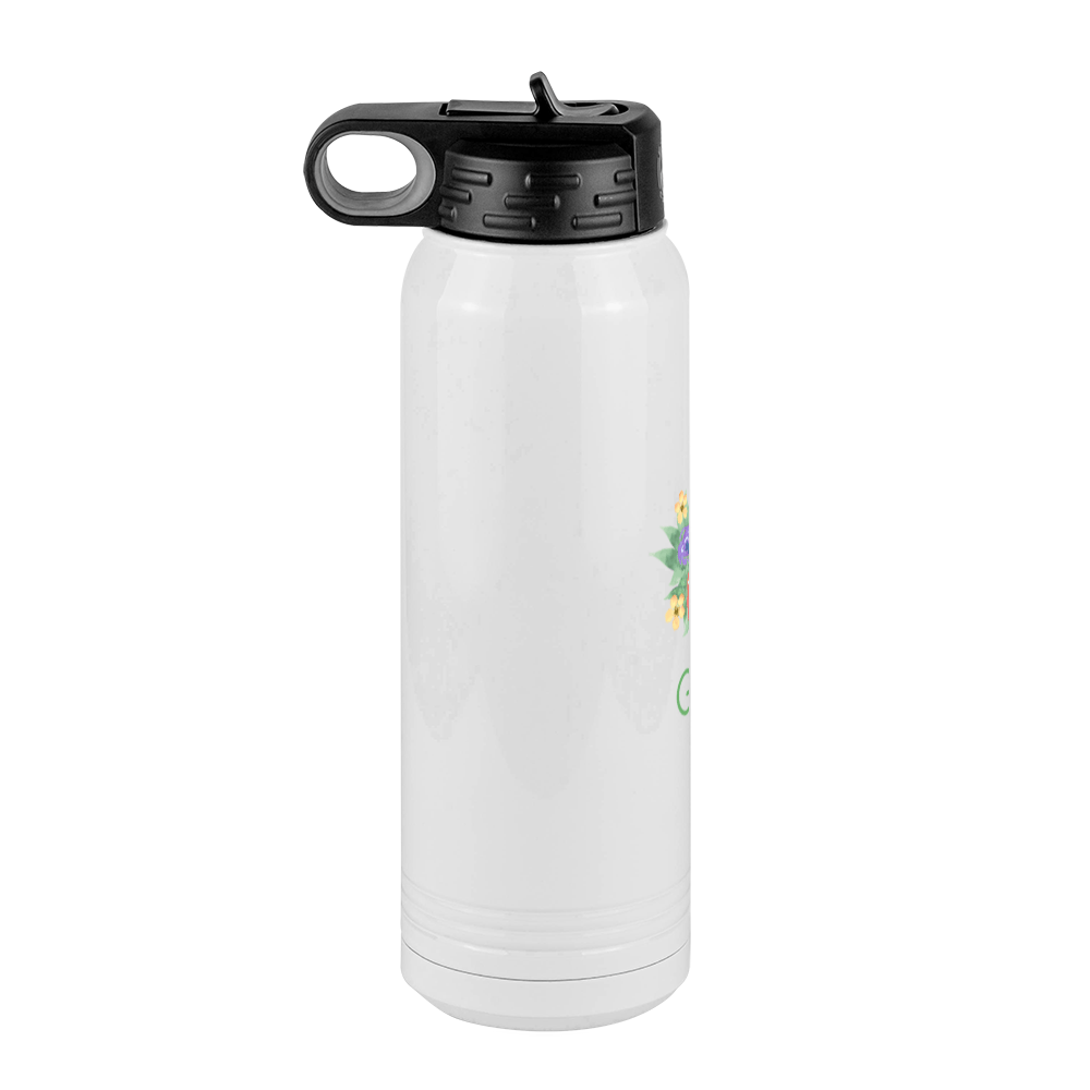 Personalized Flowers Water Bottle (30 oz) - Grams - Left View