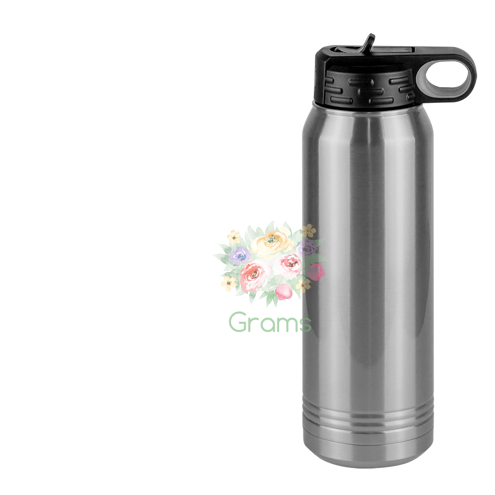 Personalized Flowers Water Bottle (30 oz) - Grams - Design View