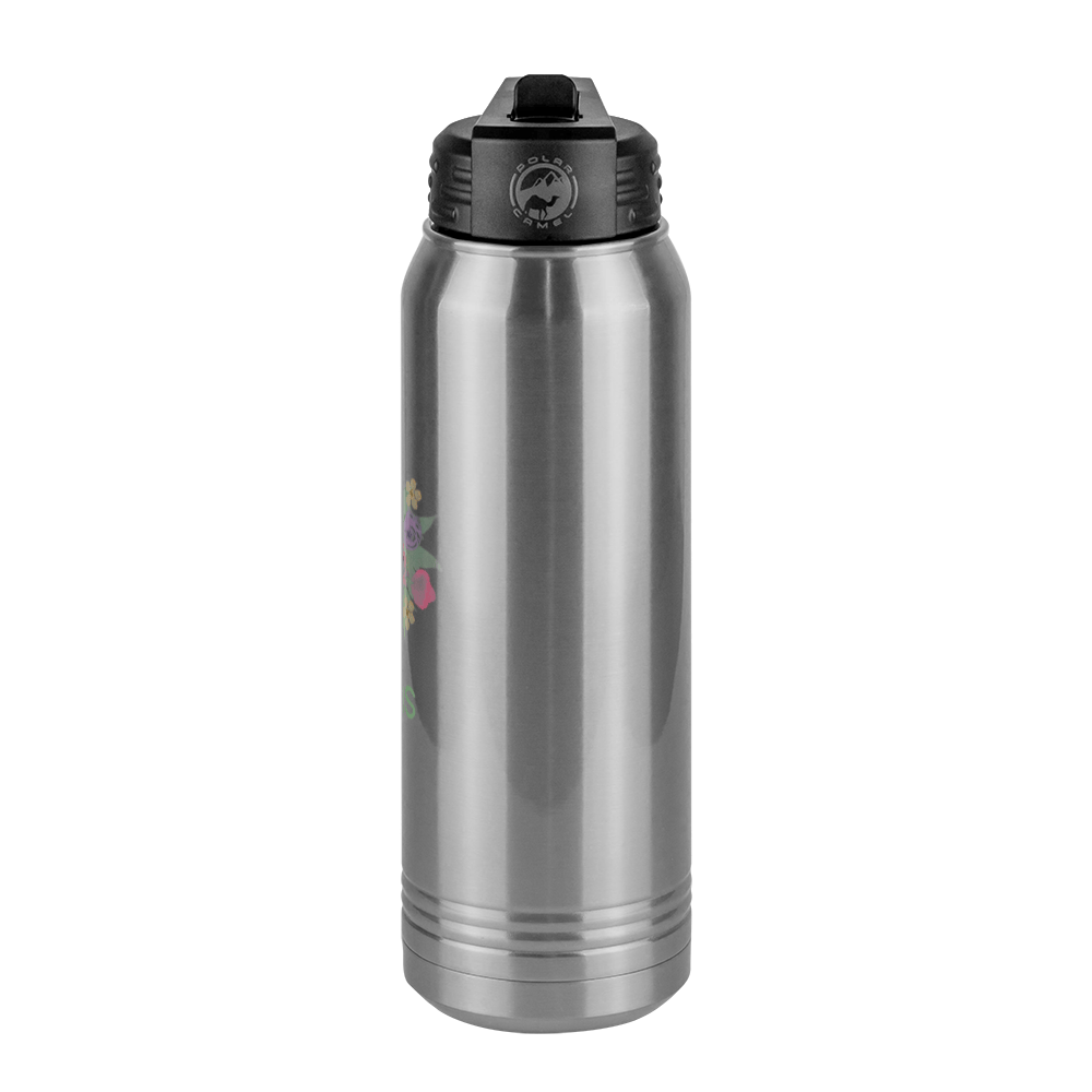 Personalized Flowers Water Bottle (30 oz) - Grams - Right View